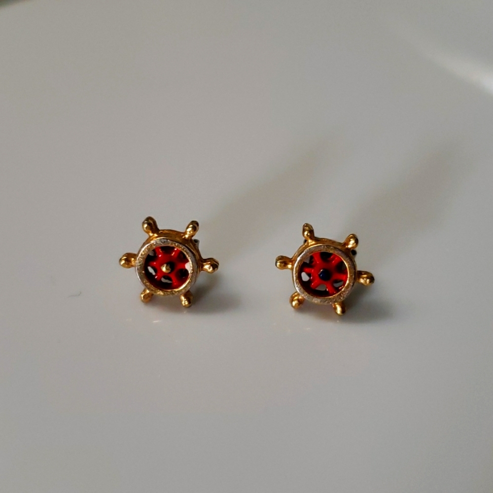 Ship Steering Wheel Earrings